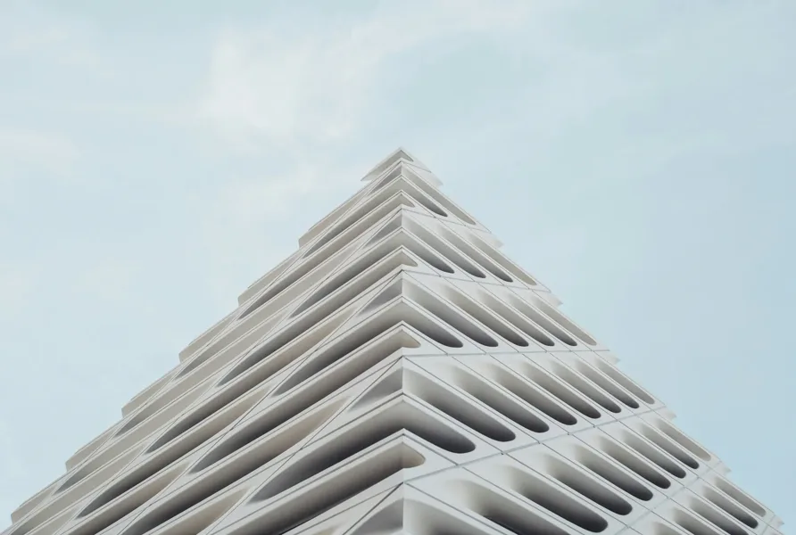 A honeycomb lattice wrapping the corner of a building