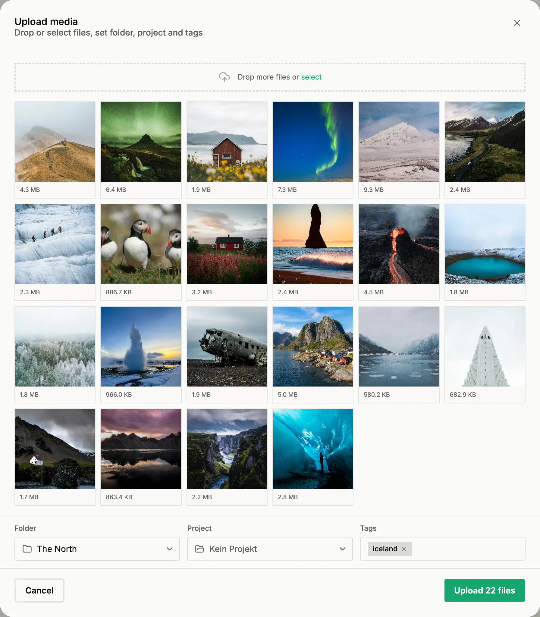 Uploading a batch of photos in the Published media library